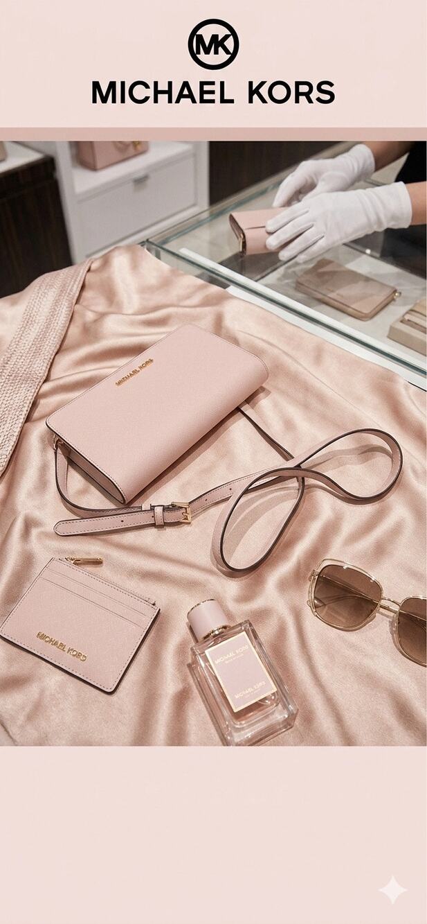 Michael Kors Jet Set Travel Large Saffiano Leather Crossbody Clutch - Soft Pink